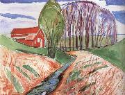 Edvard Munch Red House in the Spring oil painting reproduction